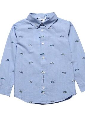 Jacadi Pale Blue Button-Down Shirt with Airplane new